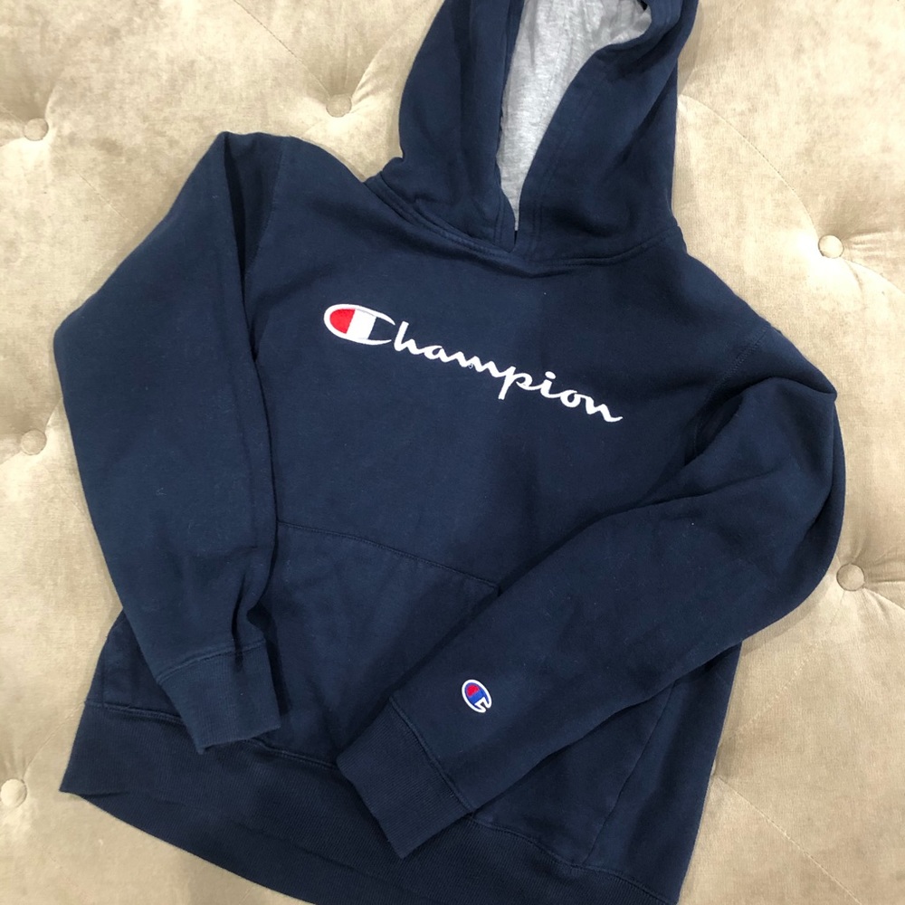 Boys navy champion hooded sweatshirt xl
